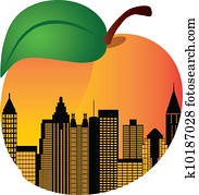 Atlanta Georgia Night Skyline Inside Peach Illustration Atlanta Georgia Night Skyline Inside Peach Illustration