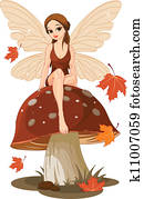 Autumn Fairy on the Mushroom Autumn Fairy on the Mushroom