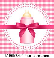 Pink baby bottle with bow Clipart | k16736691 | Fotosearch