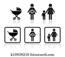 Baby icons set - carriage, pregnant Baby icons set - carriage, pregnant