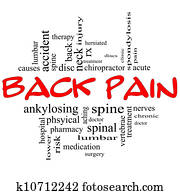 Back Pain Word Cloud Concept in black & red Back Pain Word Cloud Concept in black & red
