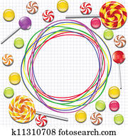 background with candies and doodle frame background with candies and doodle frame