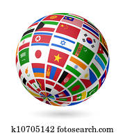 banderas, globe., asia.