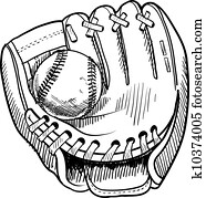 baseballhandschuh, skizze baseballhandschuh, skizze