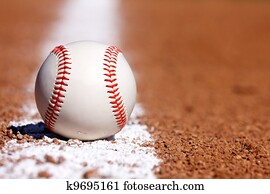 basebol, ligado, a, giz, linha