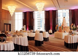 Beautiful ballroom decorated for wedding Beautiful ballroom decorated for wedding