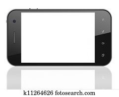 Beautiful smartphone on white background. Generic mobile smart phone, 3d render Beautiful smartphone on white background. Generic mobile smart phone, 3d render