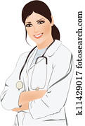 Beautiful young doctor with stethoscope vector illustration Beautiful young doctor with stethoscope vector illustration