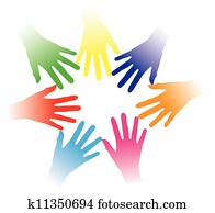 begriff, abbildung, von, buntes, hände, gehalten, gemeinsam, zeigen, soziales, networking, teamgeist, leute, binden, multirassische gruppe, von, leute, partnerschaft, helfen einander, gemeinschaft, von, leute, usw.