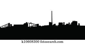 bergbau, industrie, silhouette bergbau, industrie, silhouette