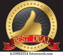 Best deal label with thumb up and r Best deal label with thumb up and r