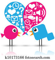 Birds with social media icons Birds with social media icons