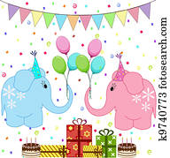Birthday party elephants set Birthday party elephants set