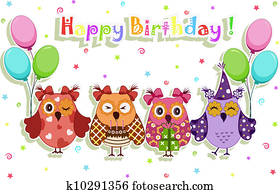 Birthday party owls set Birthday party owls set