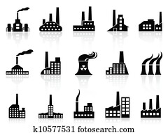 black factory icons set black factory icons set