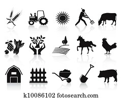 black farm and agriculture icons set black farm and agriculture icons set
