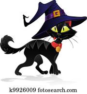 Black terrible witch Halloween cat Black terrible witch Halloween cat