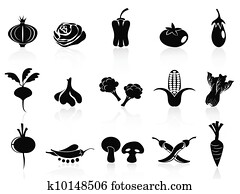 black vegetable icons set black vegetable icons set
