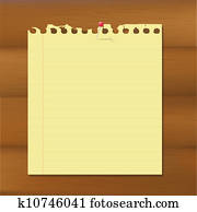 Blank Note Paper On Wooden Brown Background