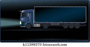 Blue truck on the night road