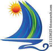 Boat waves and sun logo Boat waves and sun logo