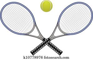 bola tênis, &, raquetes
