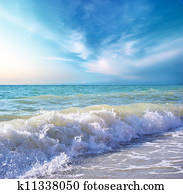 bonito, costa, de, praia, em, day., natureza, composition.