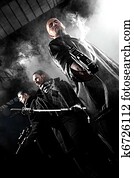 bonito, homens, com, armas