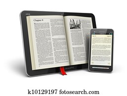 Book in tablet computer and smartphone Book in tablet computer and smartphone