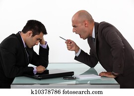 Boss shouting at employee Boss shouting at employee