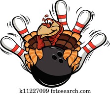 Bowling Thanksgiving Holiday Turkey Cartoon Vector Illustration Bowling Thanksgiving Holiday Turkey Cartoon Vector Illustration