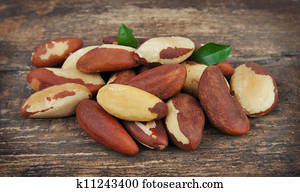 Brasil nuts with leafs Brasil nuts with leafs