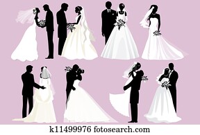 Bride and groom silhouettes Bride and groom silhouettes