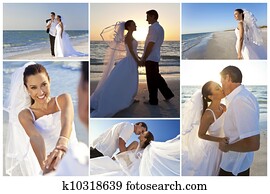 Bride & Groom Married Couple Sunset Beach Wedding Bride & Groom Married Couple Sunset Beach Wedding