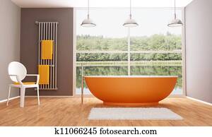 Brown and orange modern bathroom Brown and orange modern bathroom