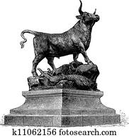 Bull, Vintage Engraving Bull, Vintage Engraving