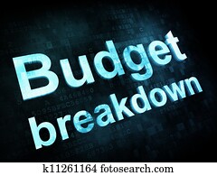 Business concept: pixelated words Budget breakdown