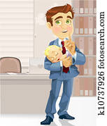 Business dad in the office