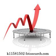 Business growth red graphic relaunched with a trampoline Business growth red graphic relaunched with a trampoline