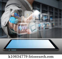 business man engineer in data center server room