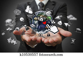 business man hands show internet concept