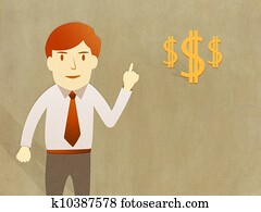 Business man present dollar sign