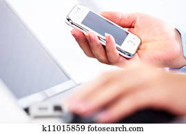 Business people calling by smartphone.