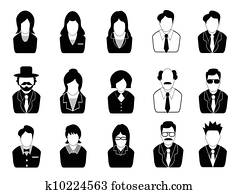 business people icons set