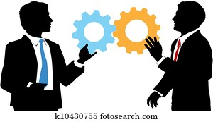Business people join tech collaboration solution Business people join tech collaboration solution