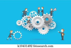 Business People on Cog Wheel Business People on Cog Wheel