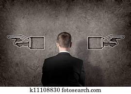 Business person choose future direction Business person choose future direction