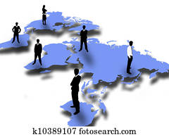 Business team on map Business team on map