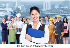 Business woman and group of workers people.