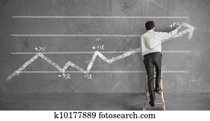 Businessman and statistics trend